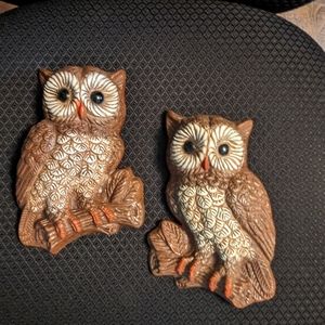 Homco Owl Wall Art Molded Resin Foam Decor MCM Owls7" x 5" Wide 70s vintage